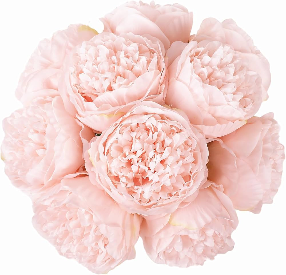 10PCS Pink Realistic Artificial Flowers Peony Fake Silk for Home Office Wedding Table Centerpiece... | Amazon (US)