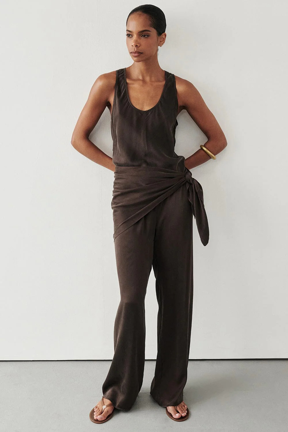 PERCY BITTER CHOC SILK PANT | DISSH