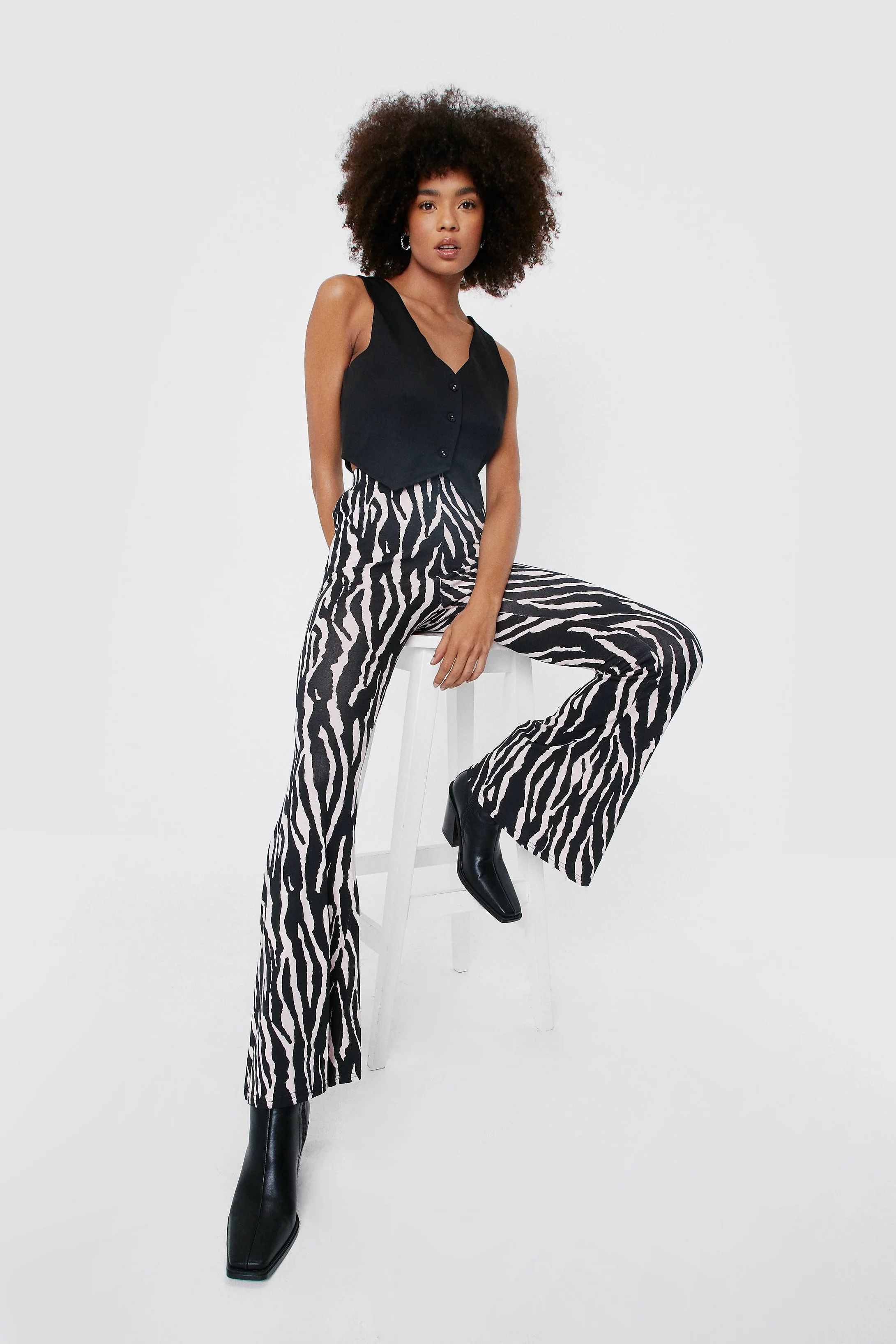 You Herd Me Zebra Flare Trousers | NastyGal (UK, IE)