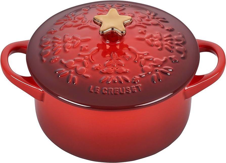 Le Creuset Noël Collection Stoneware Mini Cocotte with Star Knob, 24 oz., Cerise | Amazon (US)