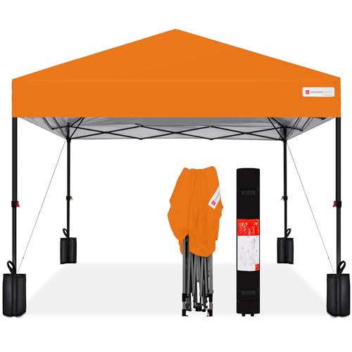 Best Choice Products 8x8ft 1-Person Setup Pop Up Canopy Tent Instant Portable Shelter w/ 1-Button Push, Case, 4 Weight Bags - Orange | Amazon (US)