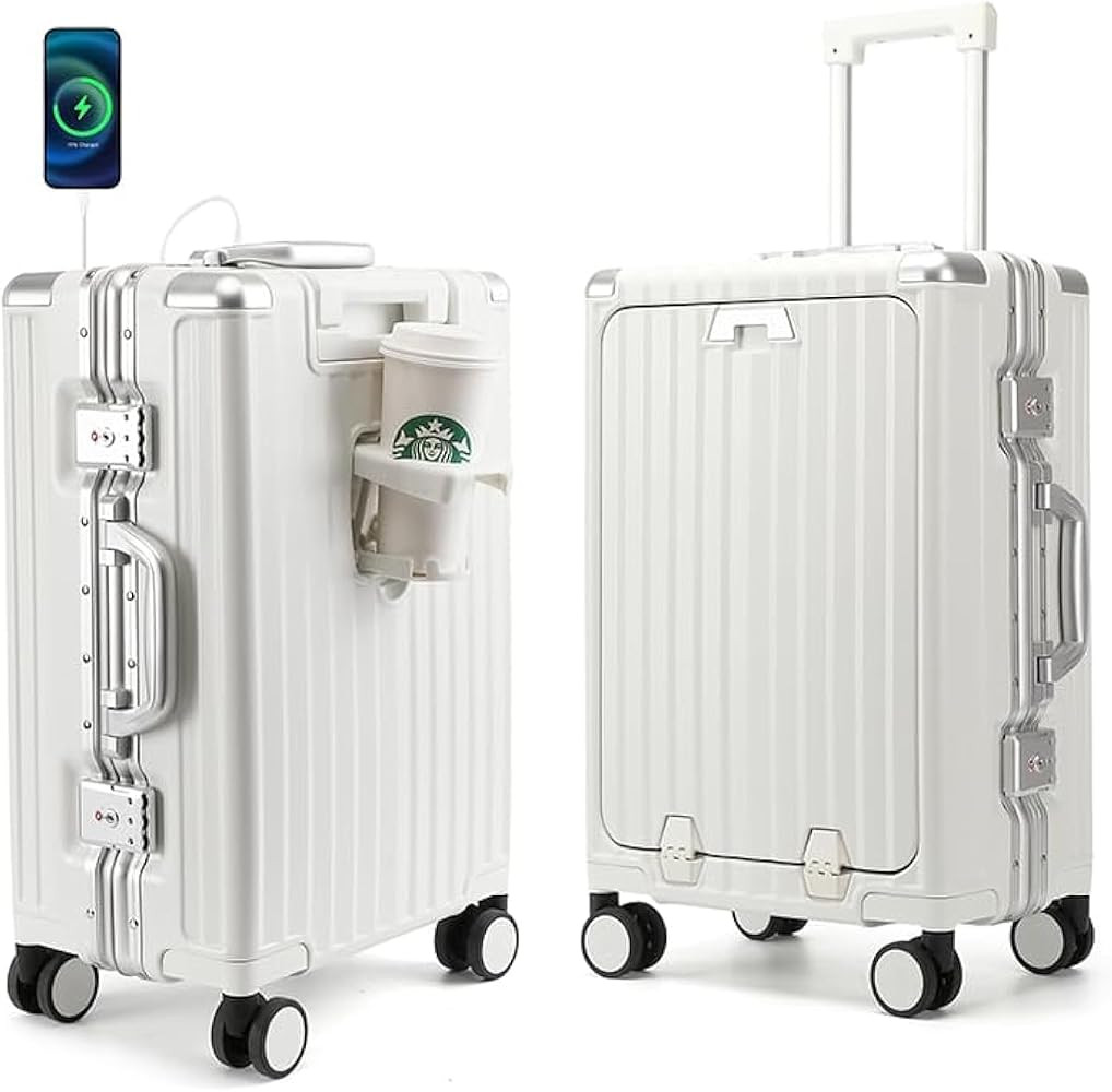 Hard Carry On Suitcase with Front Pocket,Airline Approved Zipperless Luggage with USB Port and Cu... | Amazon (US)