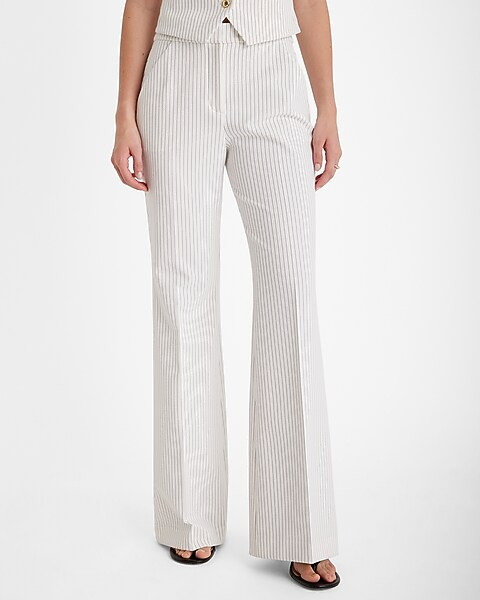 Editor High Waisted Pinstripe Trouser Flare Pant | Express