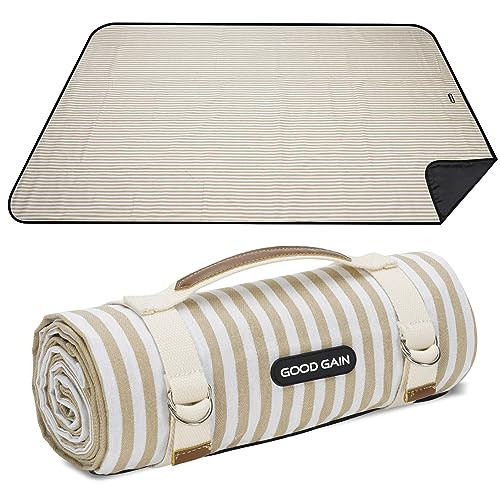 G GOOD GAIN Picnic Blankets Waterproof Extra Large - Outdoor Blanket Sand Free Foldable with Carry Strap for Beach, Camping, Park Grass, Hiking, Travel, Concerts, Indoor (Sand Yellow) | Amazon (US)