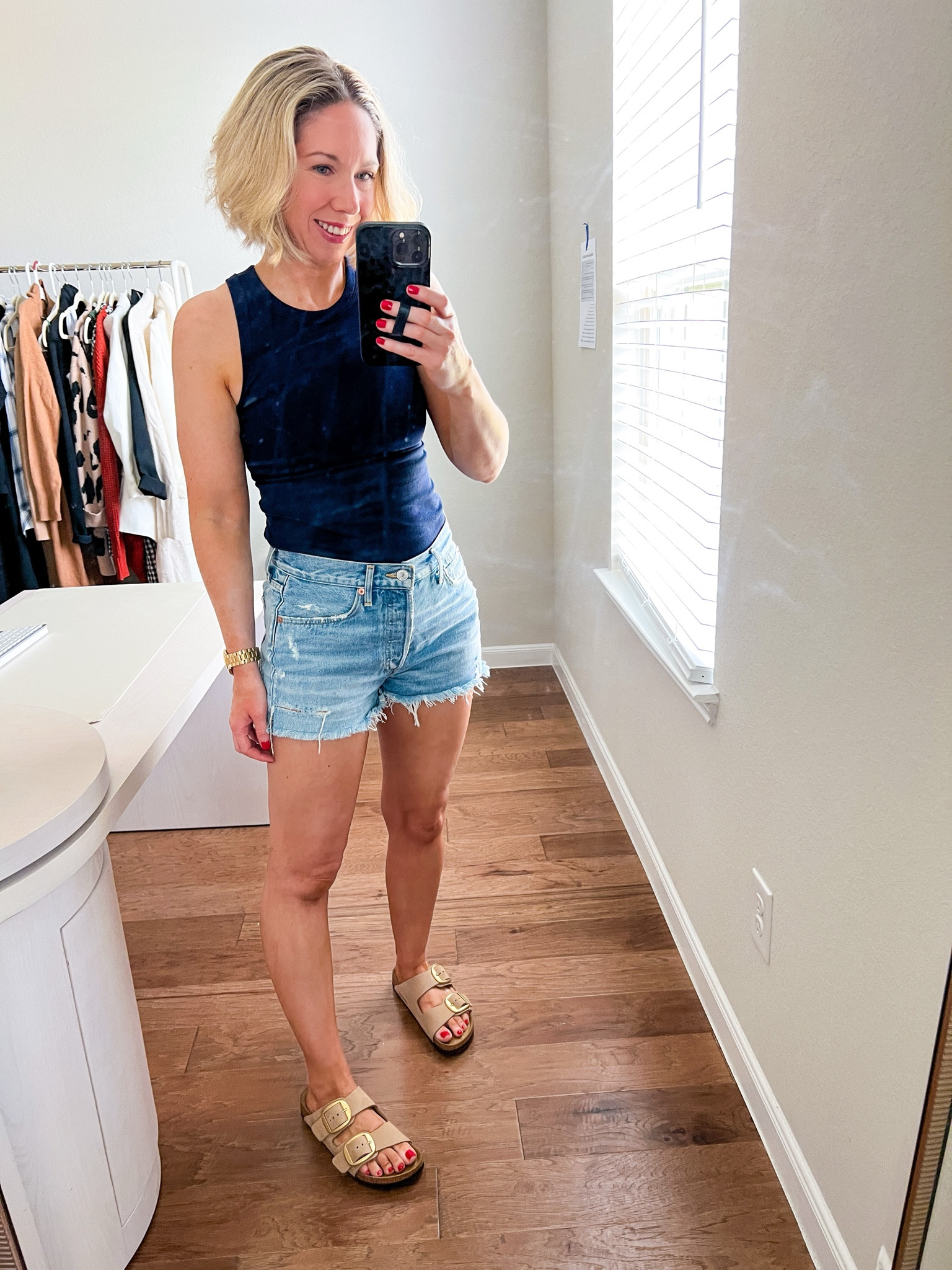 Casual summer outfit 

Everything fits true to size 

Tank top / jean shorts / Birkenstock sandals 

#LTKsalealert #LTKSeasonal #LTKshoecrush