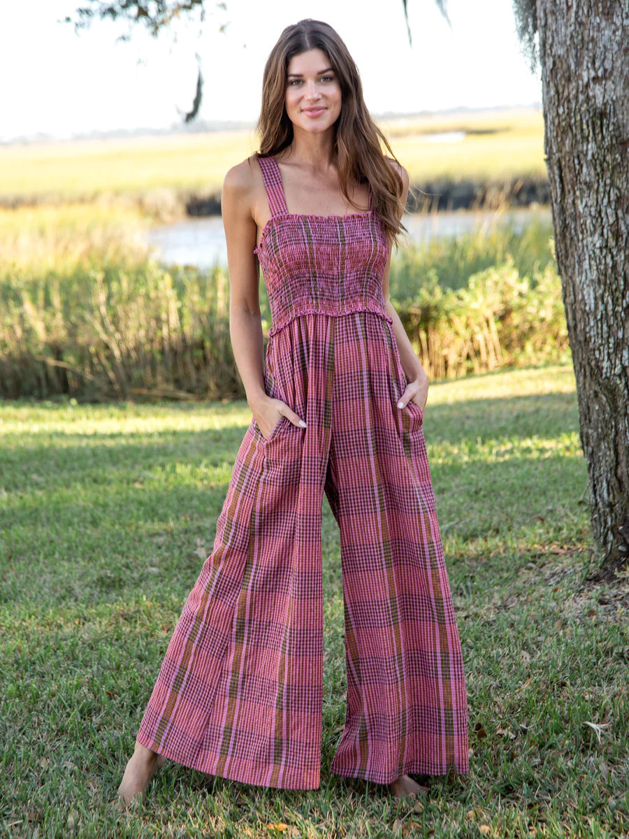 Sedona Jumpsuit - Pink Plaid | Natural Life