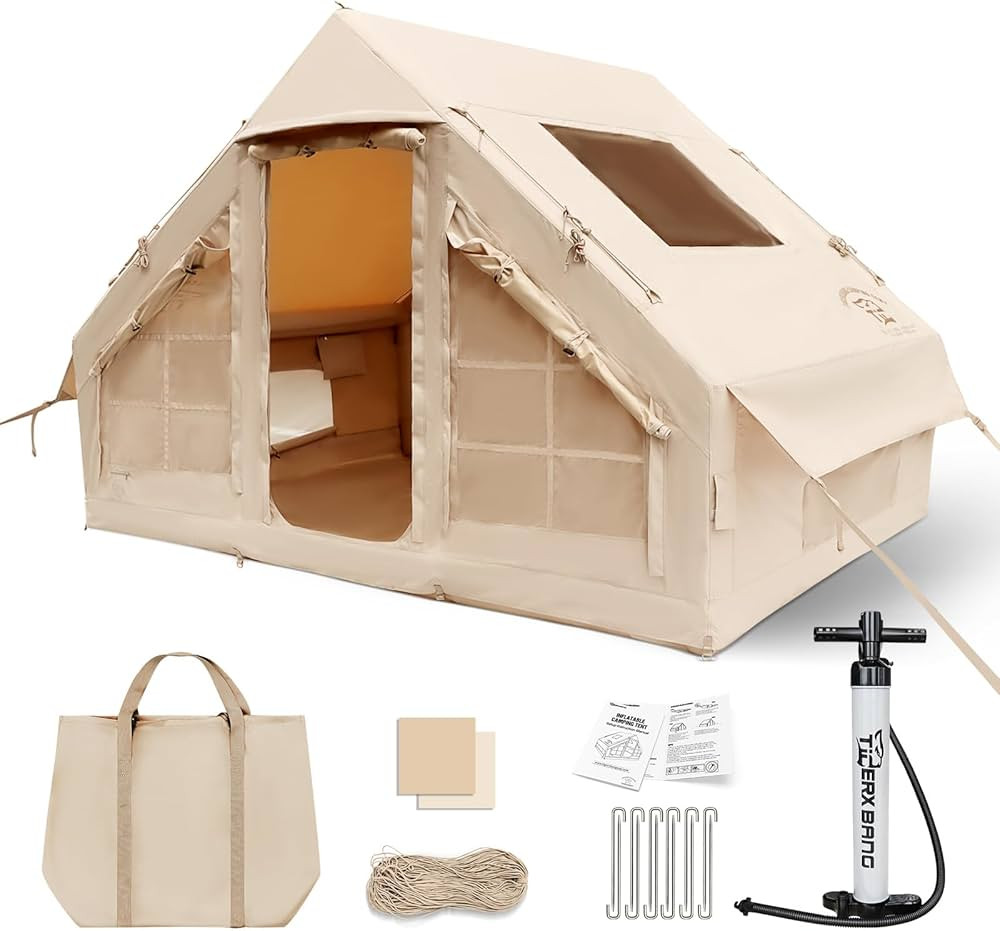 Inflatable Tent for Camping, Khaki, 9.84' x 6.89' x 6.56' | 4-6 Person | Glamping Air Tents, Luxu... | Amazon (US)