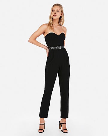 strapless sweetheart neck jumpsuit | Express