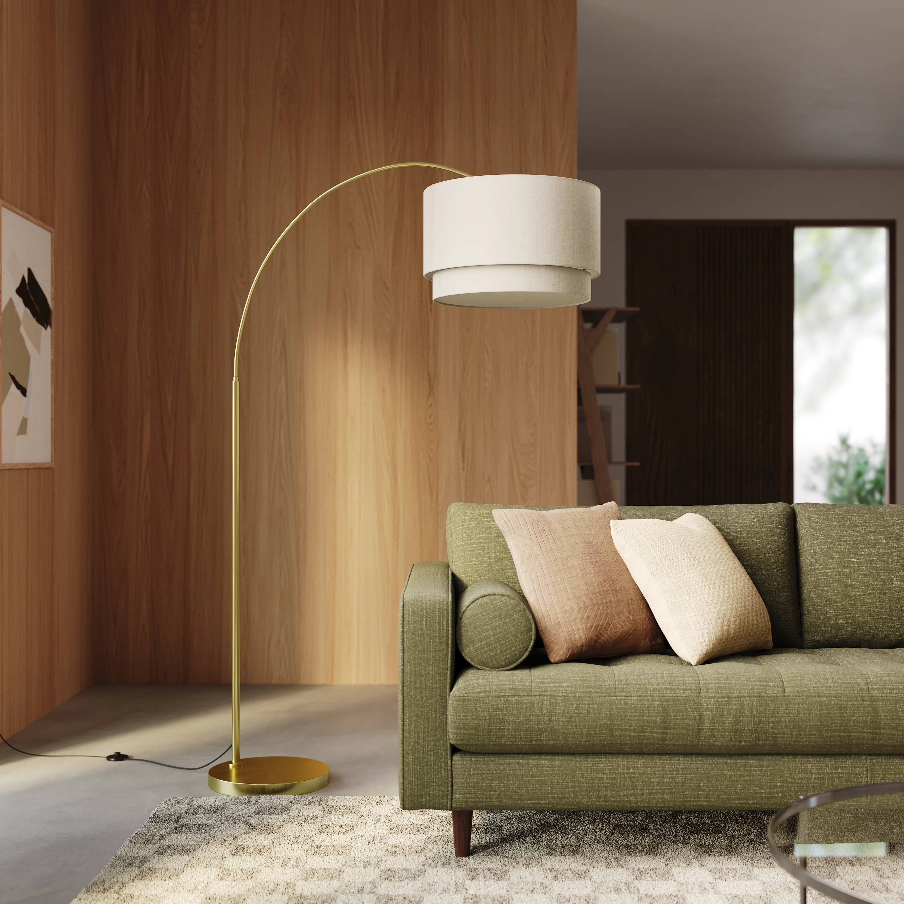 Zebu Large Linen Floor Lamp - Brass | Article