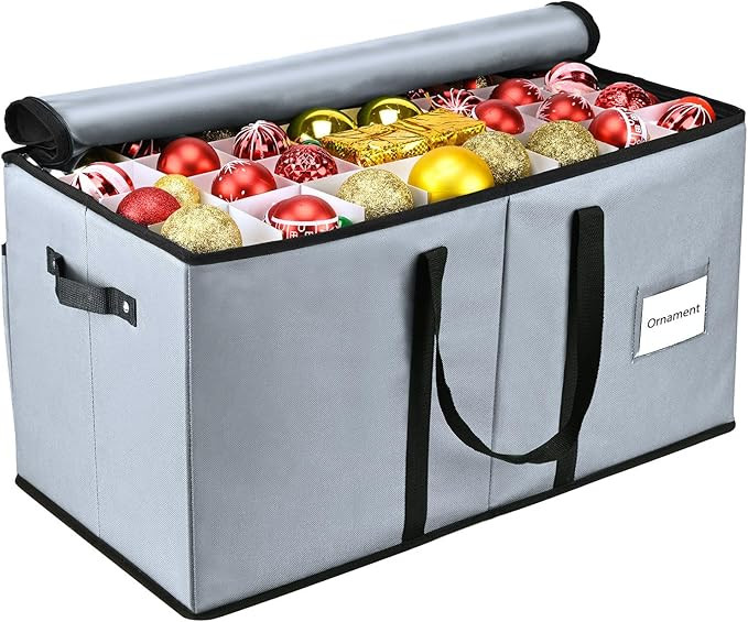 Christmas Ornament Storage Box, Mrrihand Xmas Decoration Organizer with Adjustable Dividers - Sto... | Amazon (US)