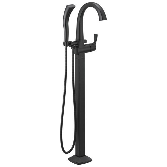 Delta Stryke Matte Black 2-handle Freestanding Low-arc Bathtub Faucet | Lowe's
