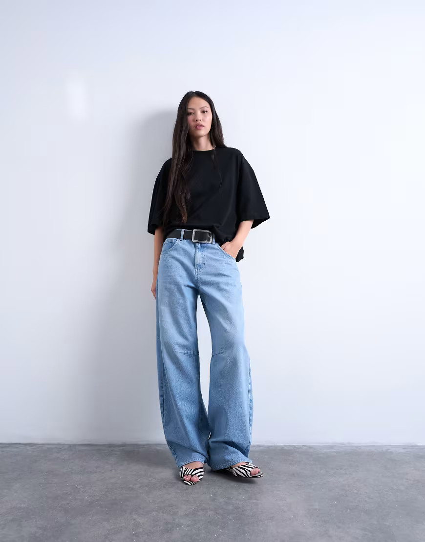 Topshop oversized drop shoulder tee in black | ASOS (Global)