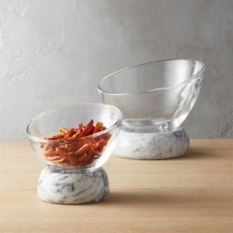 Askew Marble and Glass Serving Bowls Set of 2 + Reviews | CB2 | CB2
