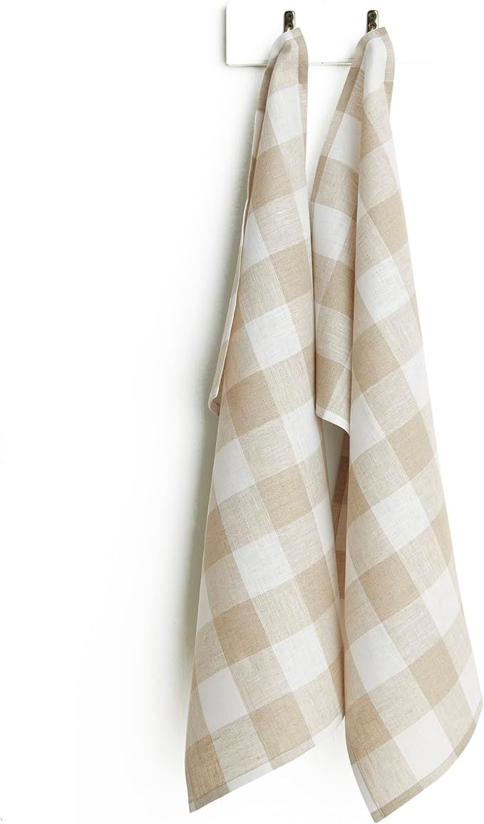 Solino Home Buffalo Check Kitchen Towels 16.5 x 26.5 Inch – 100% Pure Linen Kitchen/Tea Towels ... | Amazon (US)