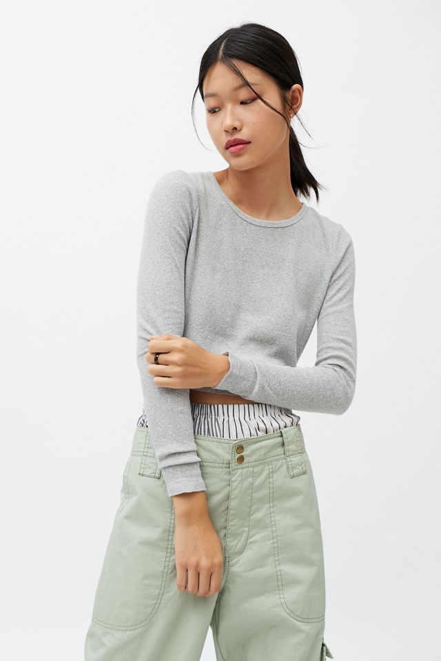 BDG Girlfriend Long Sleeve Cropped Top | Urban Outfitters (US and RoW)