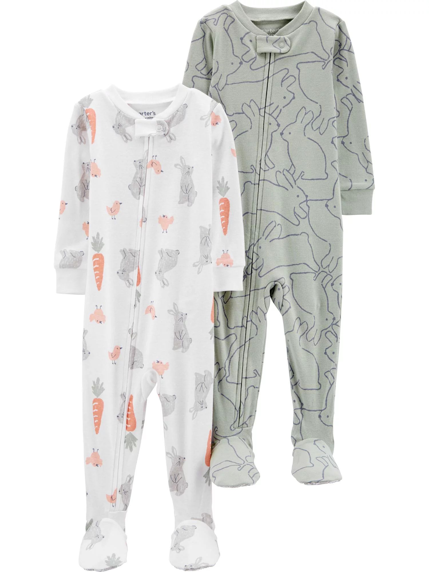 Carter's Child of Mine Baby Unisex Easter One-Piece Pajama, 2-Pack, Sizes 12-24M | Walmart (US)