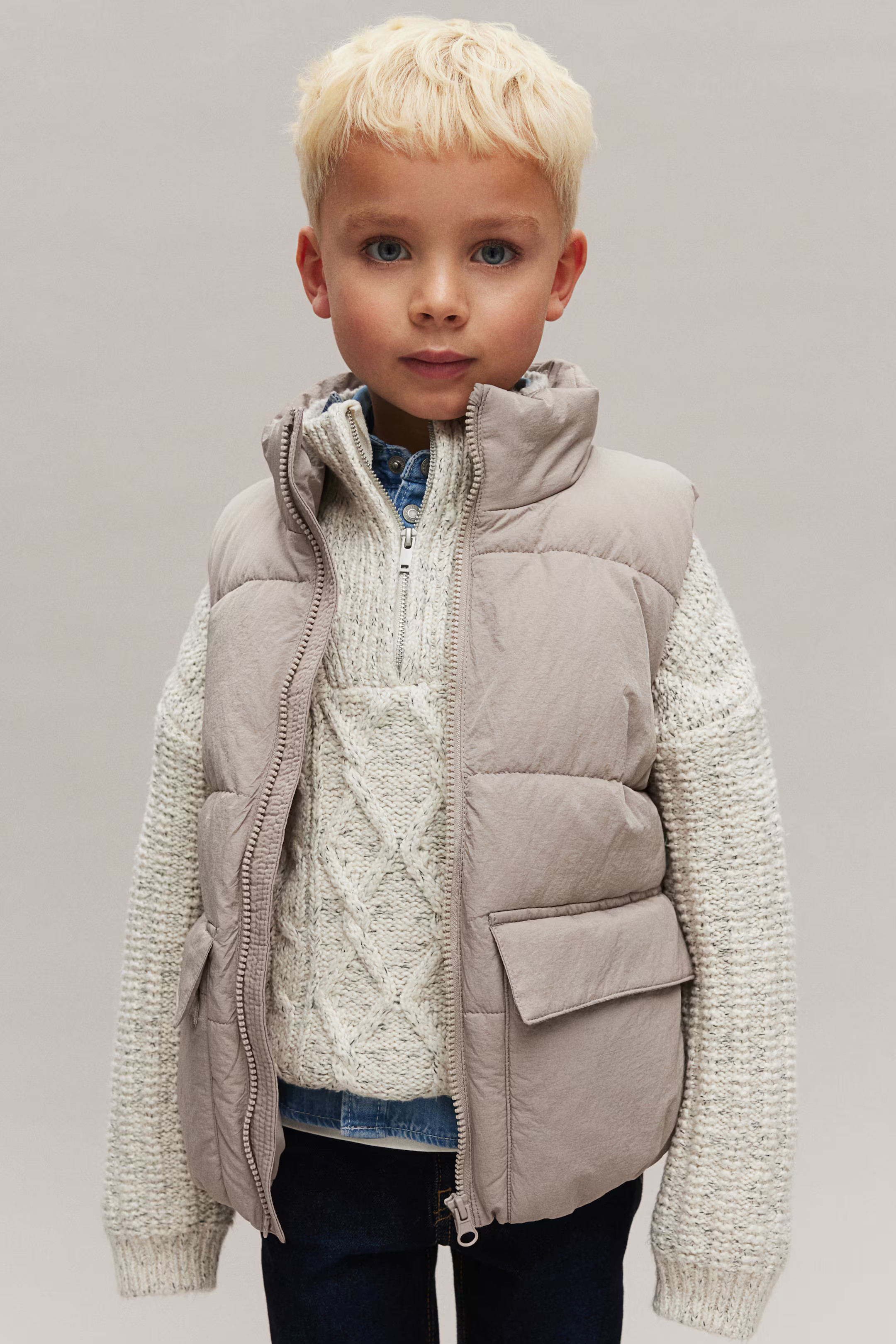 Puffer Vest - Dusty beige - Kids | H&M US | H&M (US + CA)