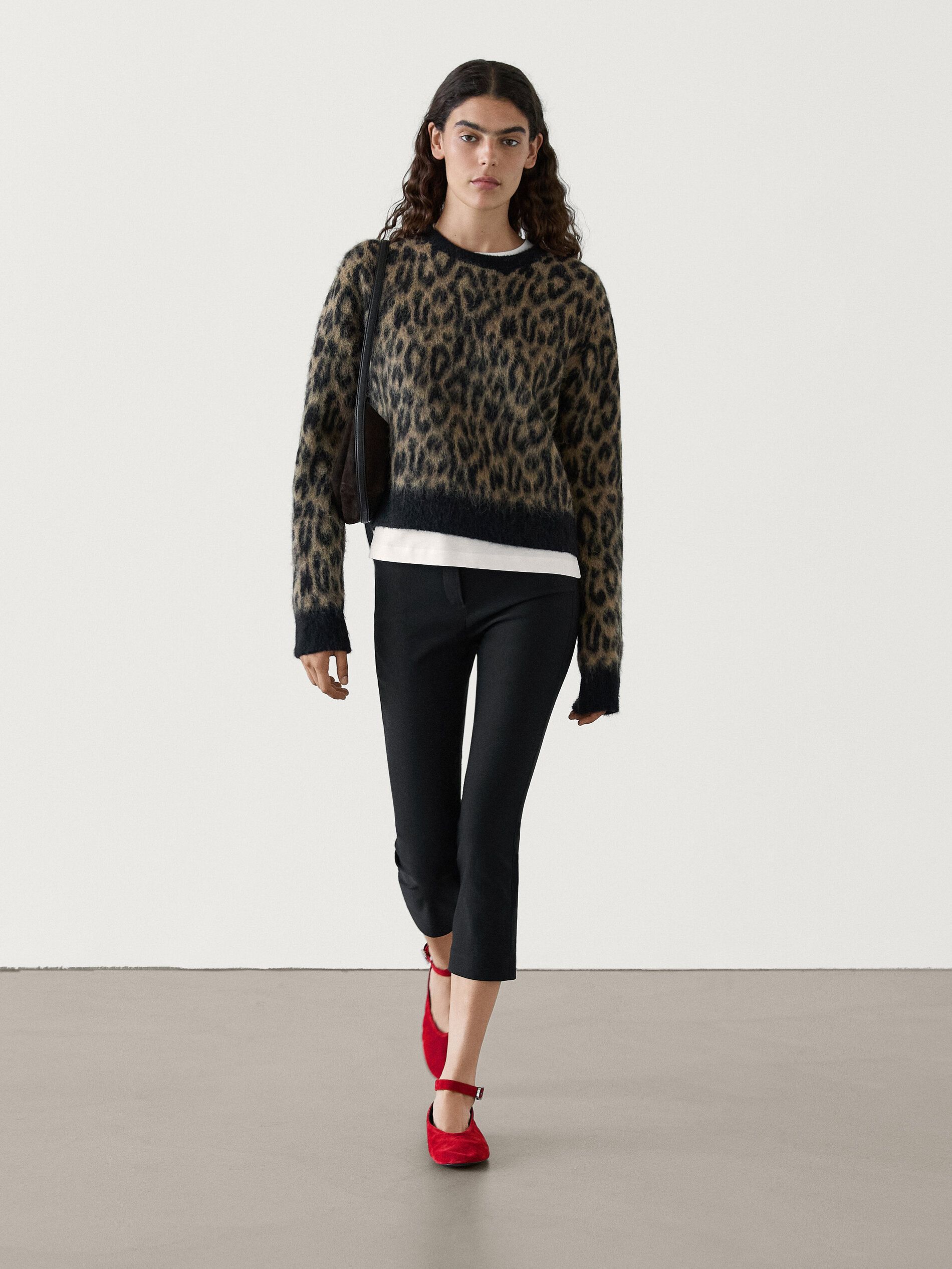 Animal print knit sweater with wool | Massimo Dutti (US)