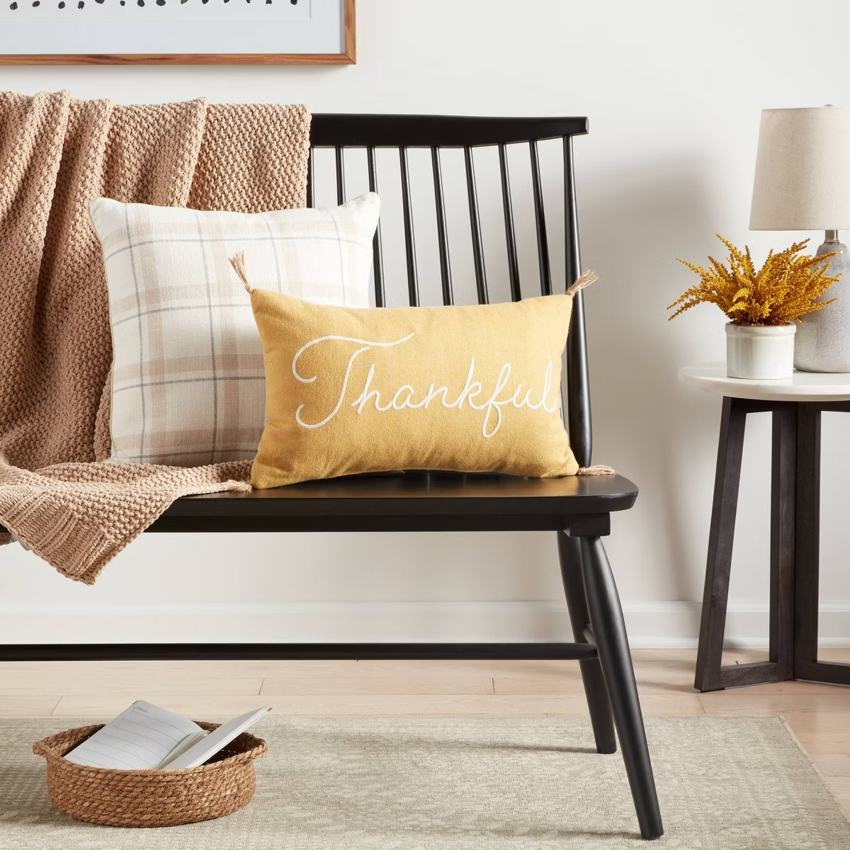 Woven Striped with Plaid Reverse Throw Pillow - Threshold™ | Target