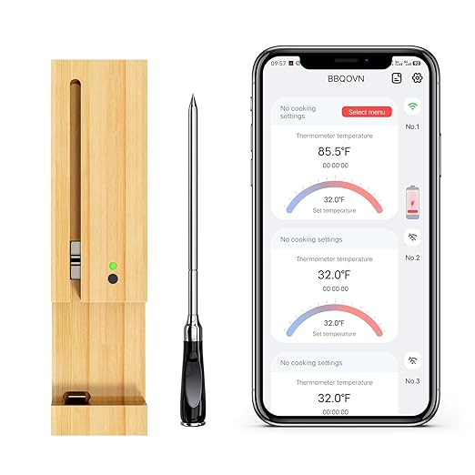 BtcLink Wireless Meat Thermometer, 700FT Remote Bluetooth Range, 3.9MM Ultra-Thin Meat Thermomete... | Amazon (US)