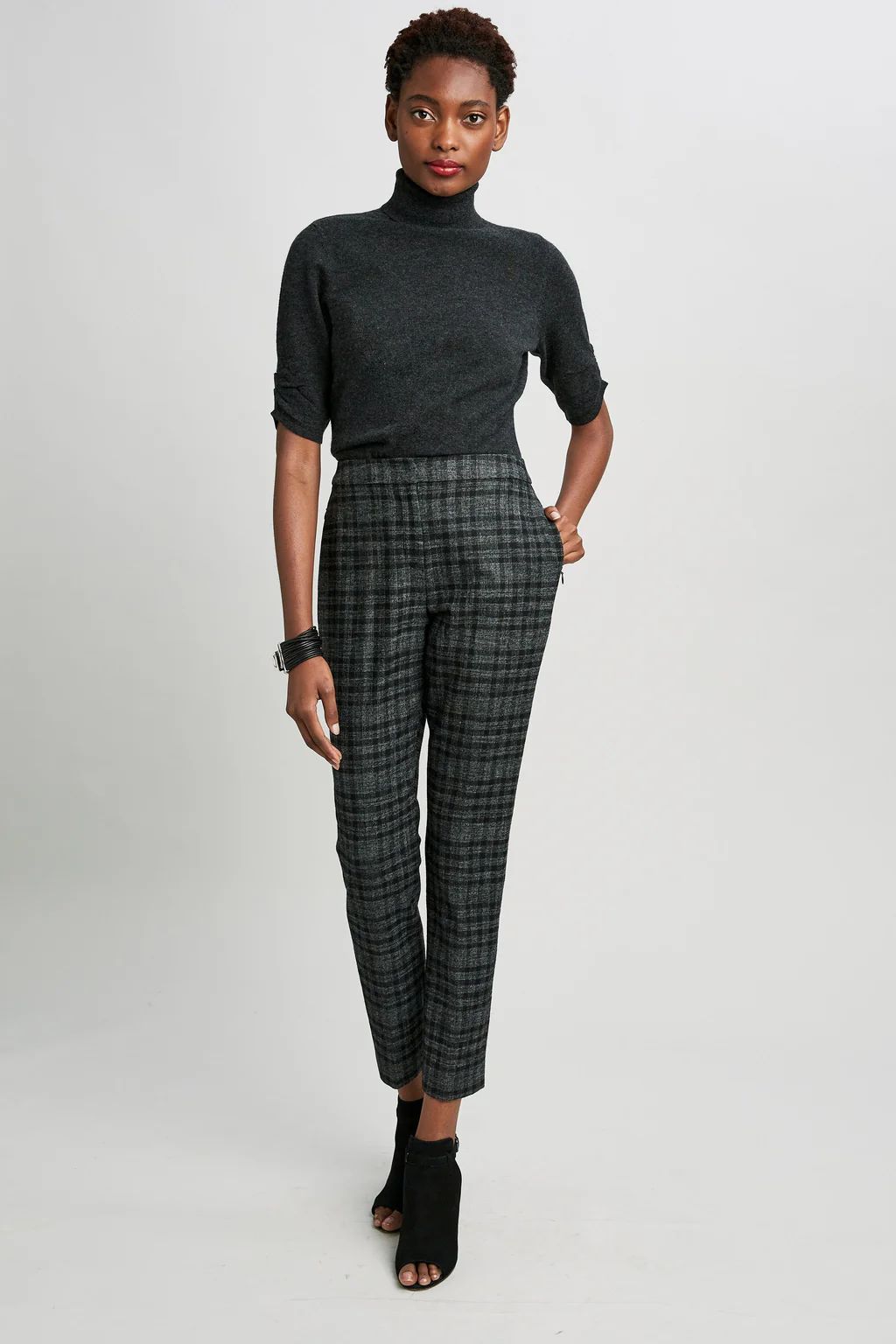 Plaid Slim Ankle Pant | Elie Tahari