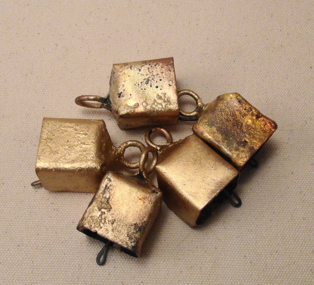 5 CUBE BELLS of Bright & Rustic Golds, Made From Recycled Sheet Metal and Brass-great for All Cra... | Etsy (US)