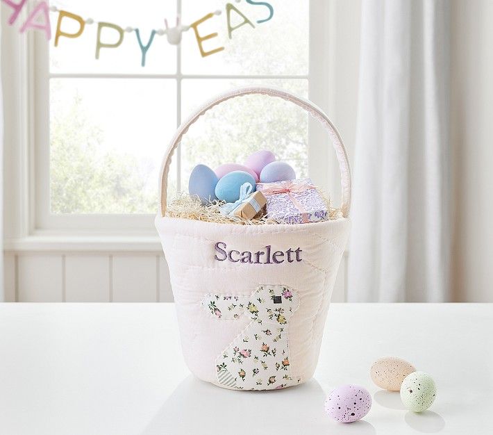 Blush Bunny Heirloom Quilted Easter Bucket | Pottery Barn Kids