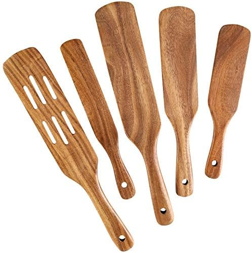 Wooden Spurtles for Cooking, NAYAHOSE Spurtles Set Natural Teak Wood Kitchen Utensils Tools Non-S... | Amazon (US)