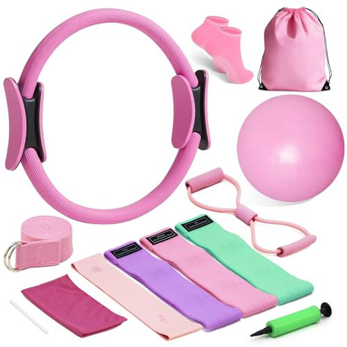 Pilates Kit for Home Workouts, Pilates Essentials Kit for Women, Better Me Pilates Kit,Pilates Equipment with 14.5"Pilates Ring Set,9" Yoga Ball,Cooling Towel,6 Pilates Resistance Bands for Stretching | Amazon (US)