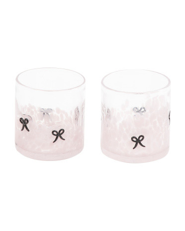 Set Of 2 Confetti With Bow Double Old-fashioned Glasses | TJ Maxx