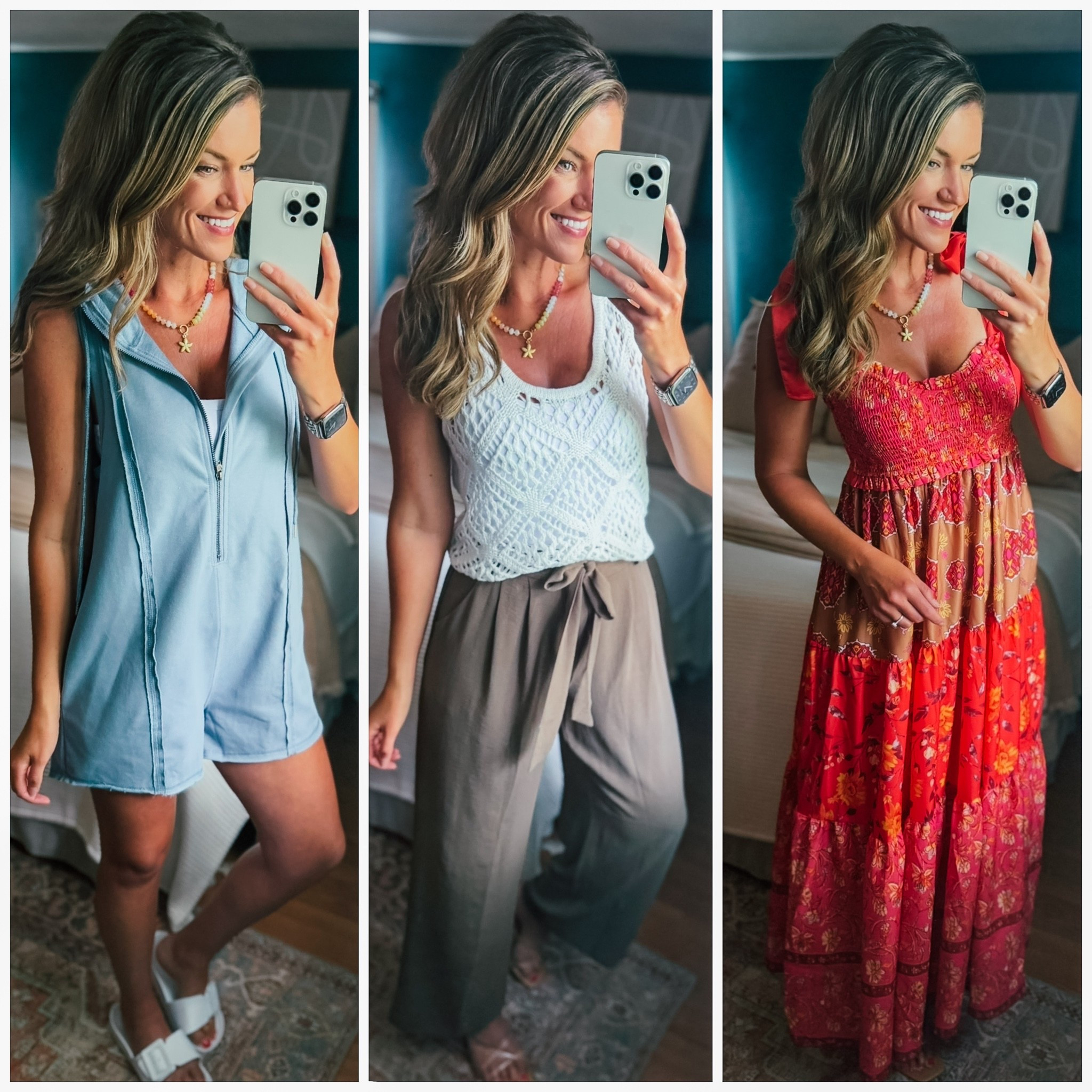 Amazon Summer fashion finds ☀️ 
Romper/ small
Top/ small (runs big)
Pants/ medium
Dress/ small

#LTKSeasonal #LTKOver40 #LTKootd