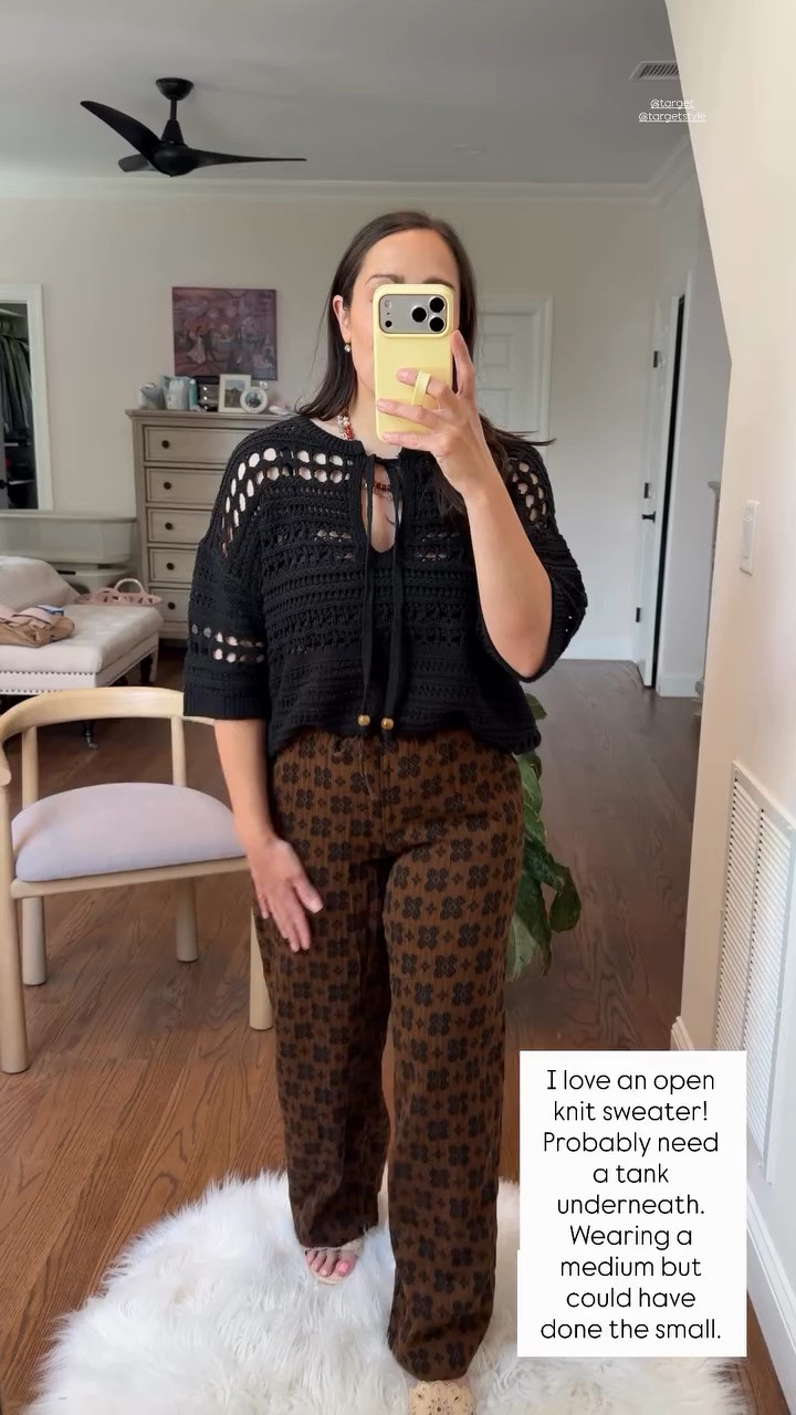 I love an open knit sweater! Probably need a tank underneath. Wearing a medium but could have done the small.  @target @targetstyle