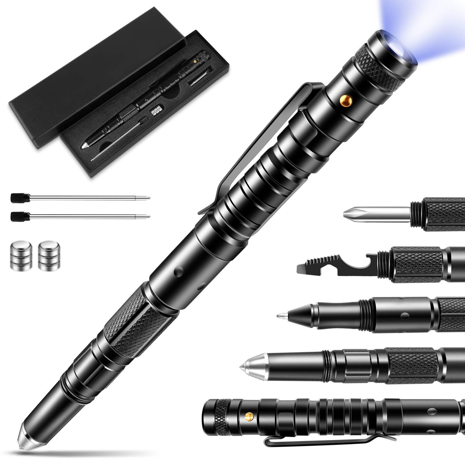 Tactical Pen, Gift for Father,Gadgets for Men, Multitool with LED Flashlight for Women, Cool & Un... | Amazon (US)