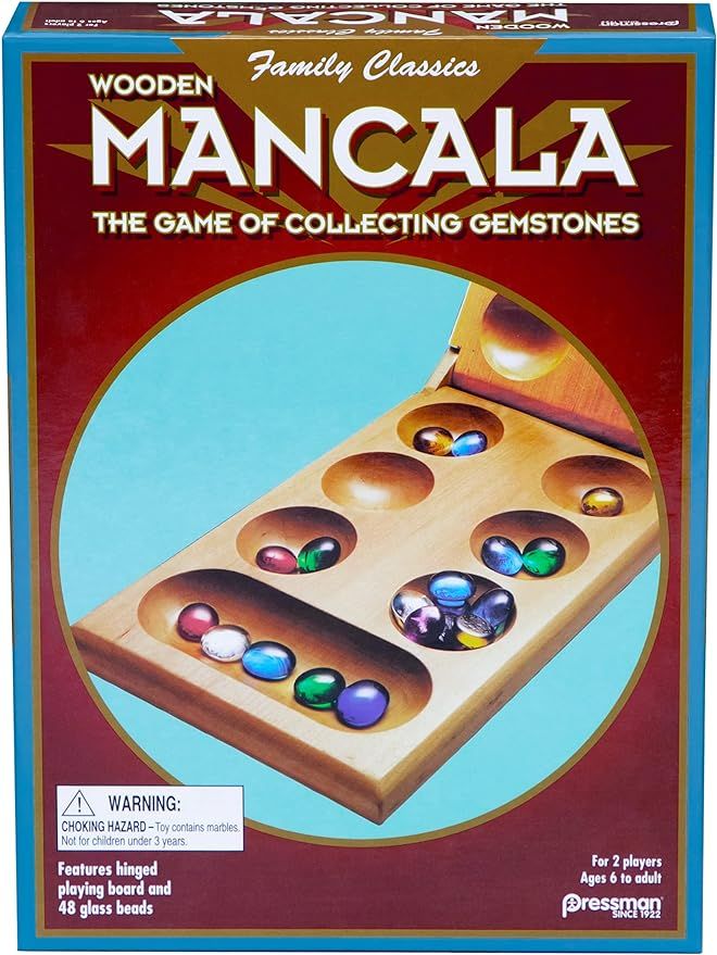 Pressman Mancala - Real Wood Folding Set, with Multicolor Stones by Pressman, 2 players | Amazon (US)