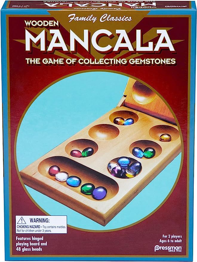 Pressman Mancala - Real Wood Folding Set, with Multicolor Stones by Pressman, 2 players | Amazon (US)