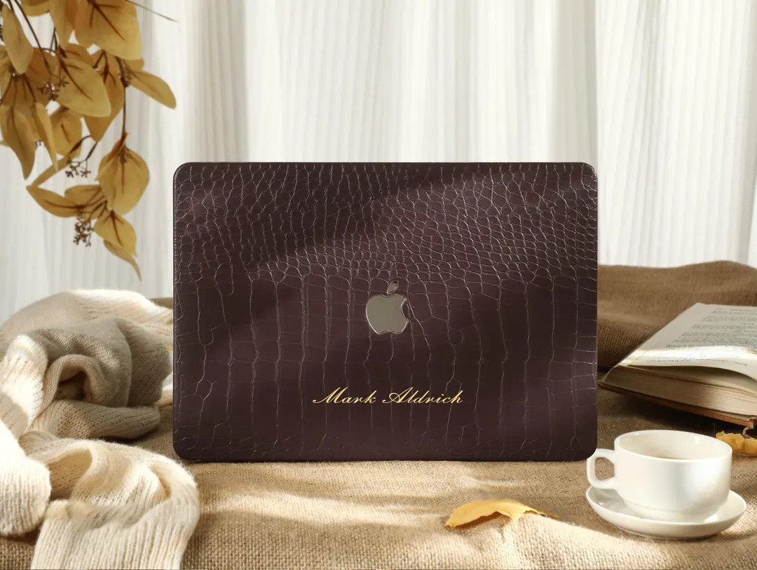 Dark Brown Crocodile Print Personalized Leather MacBook Hard Case for M2 Air 13 2022 A2681 Pro 13... | Etsy (Global)