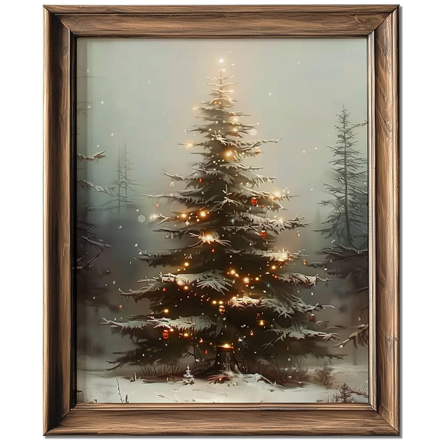 Vintage Christmas Tree Wall Decor, Christmas Decoration, Forest Wall Art Decor, Rustic Winter Hol... | Amazon (US)