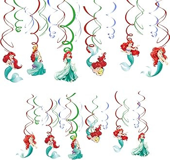 12Pcs Little Mermaid Ariel Party Hanging Swirls, for Ariel Birthday Party Decoration Supplies | Amazon (US)