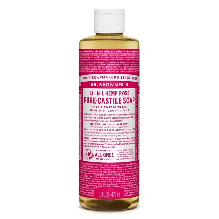 Dr. Bronner's Rose Pure-Castile Liquid Soap - 16 oz | Walmart (US)