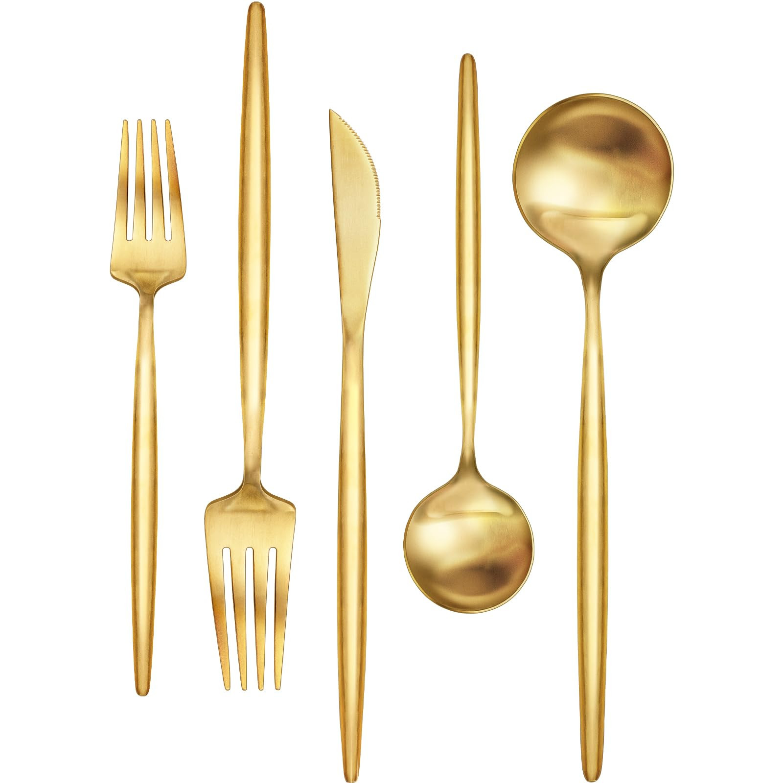 30-Piece Gold Silverware Set, Flatware Set for 6, Food-Grade Stainless Steel Cutlery Set, Include... | Amazon (US)