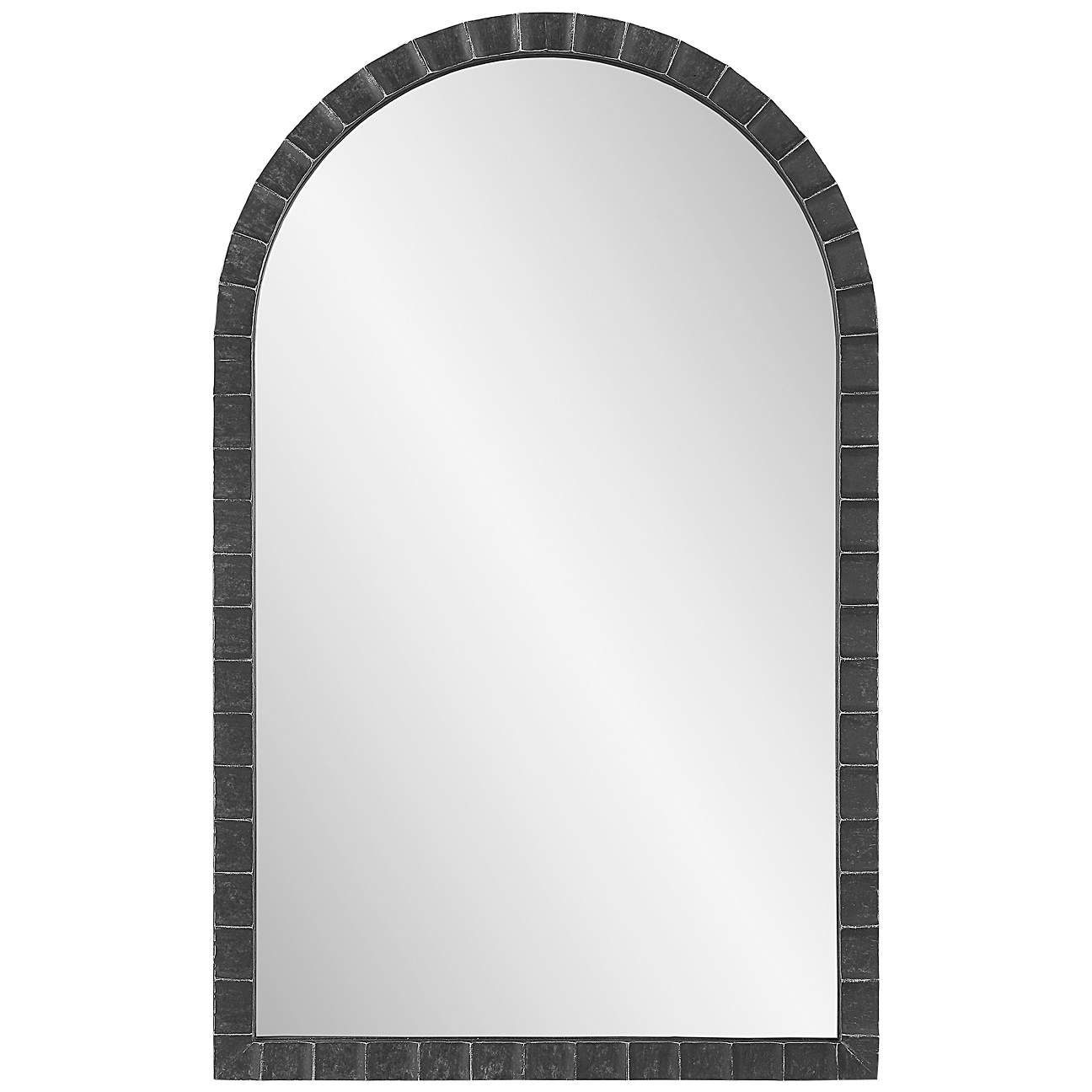 Dandridge Matte Black Metal 24" x 39" Arch Top Wall Mirror - #310H1 | Lamps Plus | Lamps Plus