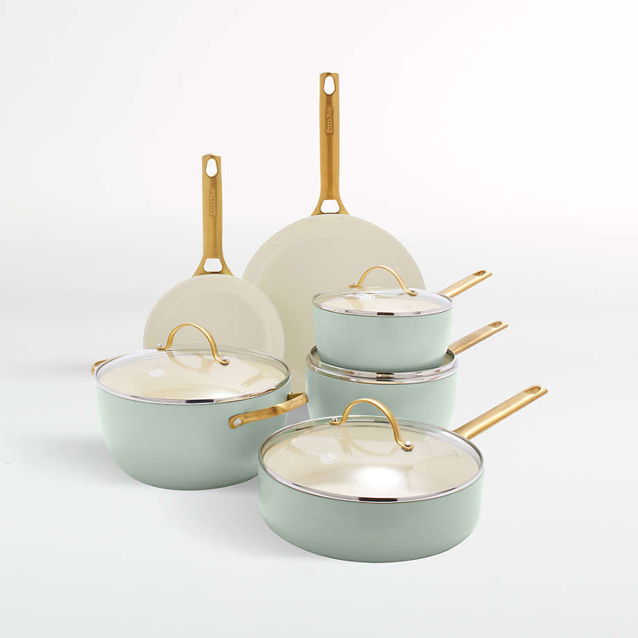 GreenPan Reserve Sky Blue 10-Piece Ceramic Non-Stick Cookware Set + Reviews | Crate & Barrel | Crate & Barrel