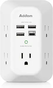 USB Wall Charger Surge Protector 5 Outlet Extender with 4 USB Charging Ports (1 USB C Outlet) 3 S... | Amazon (US)