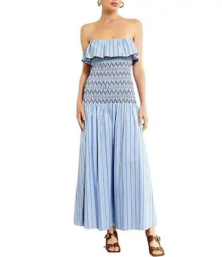 Getty Stripe Print Strapless Smocked Drop Waist Poplin Maxi Dress | Dillard's