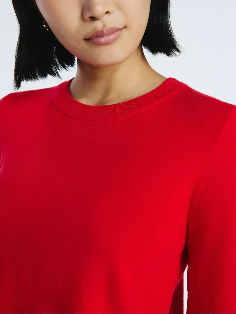 Free Assembly Women's Cozy Yarn Crewneck Sweater with Long Sleeves, Lightweight, Sizes XS-XXL | Walmart (US)