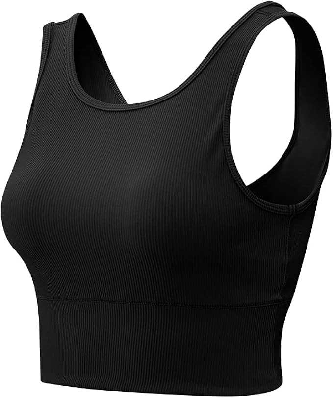 Workout Crop Tank Tops for Women Sleeveless Sports Basic Shirts Fitness Yoga Reversible Ribbed Su... | Amazon (US)
