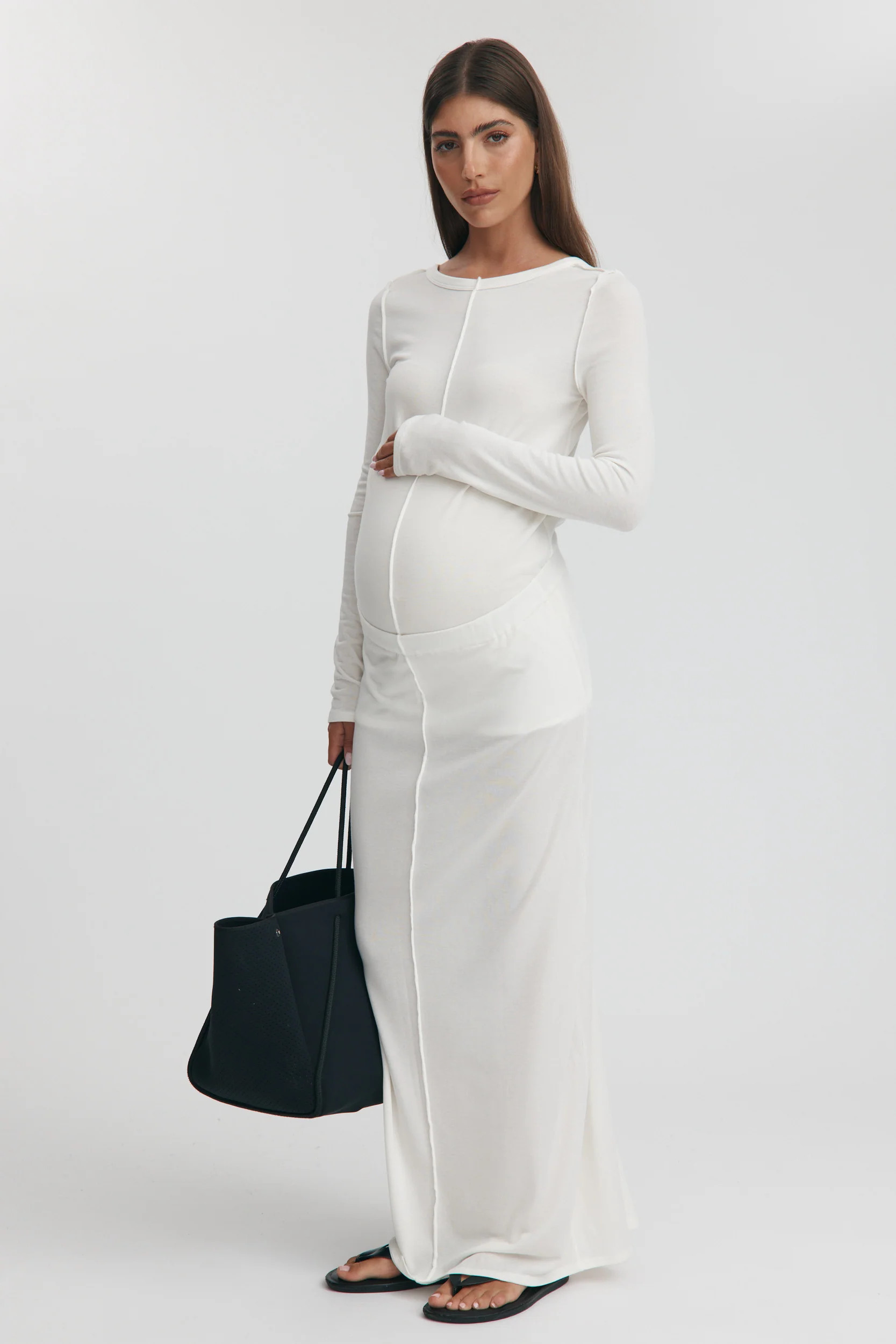 Relaxed Merino Wool Blend Skirt (Ivory) | Legoe Heritage Maternity APAC
