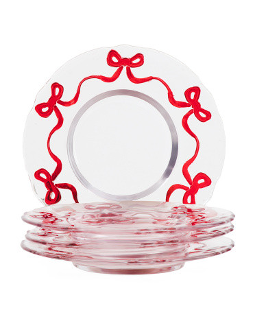 Set Of 4 8in Bow Ribbon Border Appetizer Plates | TJ Maxx