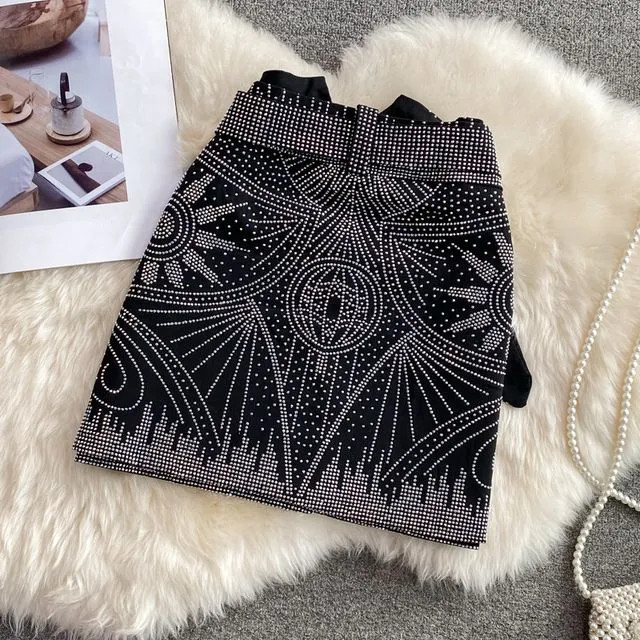 Yearnin - Belted Rhinestone A-Line Mini Skirt | YesStyle Global