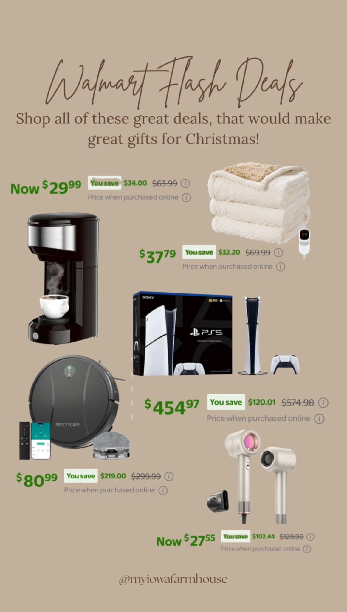 Walmart has some great flash deals right now and they all are items that would make amazing Christmas gifts! This heated blanket is under $40. This Keurig would make a great gift and is super affordable. Right now you can save over $100 on this PlayStation and this Roomba vacuum is an amazing deal!

#LTKSaleAlert #LTKHome #LTKGiftGuide